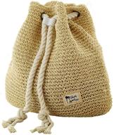 🎒 tonwhar campus fashion beach backpack purse straw shoulder bag (beige) logo