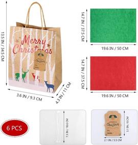 img 2 attached to 🎄 PRETYZOOM 6pcs Christmas Kraft Bags with Handles - Xmas Goody Bags for Holidays, Birthdays, School Parties, and Christmas Party Favors