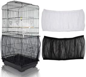 img 4 attached to 🐦 ASOCEA Universal Birdcage Cover: Extra Large Black&amp;White Mesh Skirt for Parrot Cage - Efficient Birdseed Nylon Net Guard with Seed Catcher