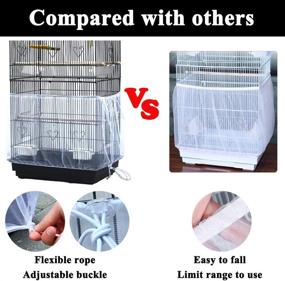 img 2 attached to 🐦 ASOCEA Universal Birdcage Cover: Extra Large Black&amp;White Mesh Skirt for Parrot Cage - Efficient Birdseed Nylon Net Guard with Seed Catcher