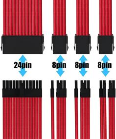 img 2 attached to 🔴 Набор кабелей Funtin Red Custom Mod Sleeved Cable Kit 30CM - UL1015 18AWG 24PIN ATX / 8(4+4) PIN EPS / 8(6+2) PIN PCI-E PSU Cable Extension с гребнями