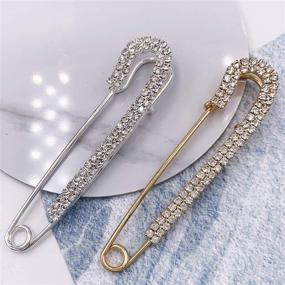 img 3 attached to 💎 HAISWET Crystal Ornament Safety Pin Brooch Jewelry Set - Elegant Shawl Scarf Clip, 2 Pcs