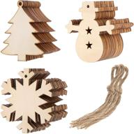 decorate your christmas with tatuo 30 pieces wooden cutout ornaments - christmas tree, snowman & snowflake patterns along with natural twine! logo