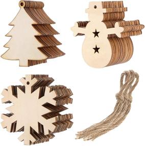 img 4 attached to Decorate Your Christmas with Tatuo 30 Pieces Wooden Cutout Ornaments - Christmas Tree, Snowman & Snowflake Patterns Along with Natural Twine!