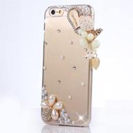 💎 sensational 3d crystal diamond rhinestone ipod touch (6th gen) case - glamorous handmade sparkling clear cover with vintage bowknot anti dust plug - heart pearl pendant flowers/clear logo