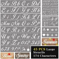 🎨 moyisea letter stencils for painting on wood - 45 pcs 174 characters - calligraphy font alphabet, numbers, and signs - craft stencils for reusable and cursive art projects logo