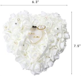 img 3 attached to 💍 Freesooth White Wedding Ring Pillow: Elegant Lace, Crystal Rose Heart Ring Holder Box