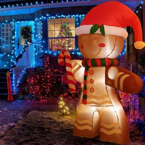 img 3 attached to 🎄 Showstopper: 8 FT Christmas Inflatables Gingerbread Man - LED-Lit, Indoor & Outdoor Xmas Party Décor