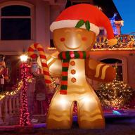 🎄 showstopper: 8 ft christmas inflatables gingerbread man - led-lit, indoor & outdoor xmas party décor logo