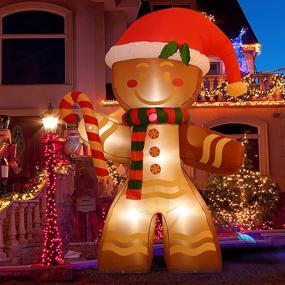 img 4 attached to 🎄 Showstopper: 8 FT Christmas Inflatables Gingerbread Man - LED-Lit, Indoor & Outdoor Xmas Party Décor