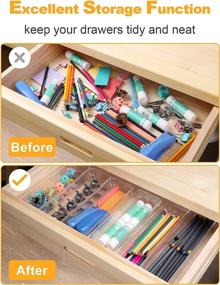 img 1 attached to 🗄️ SMARTAKE Clear Drawer Organizer Set - 6-Piece Tray Storage System with Non-Slip Silicone Pads for Makeup, Jewelry, Utensils in Bedroom, Office, and Kitchen