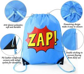 img 2 attached to 🎒 Superhero Party Bags: Drawstring Backpacks for Kids - 12 Pieces, Perfect Birthday Gifts for Boys and Girls! (Yellow/Blue/Red)