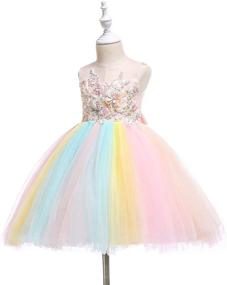 img 2 attached to 🌈 Weileenice Christmas Girls Flower Dress: Exquisite Lace Rainbow Tulle with 3D Embroidery, Beading Princess Pageant Wedding Party Dresses