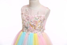 img 1 attached to 🌈 Weileenice Christmas Girls Flower Dress: Exquisite Lace Rainbow Tulle with 3D Embroidery, Beading Princess Pageant Wedding Party Dresses