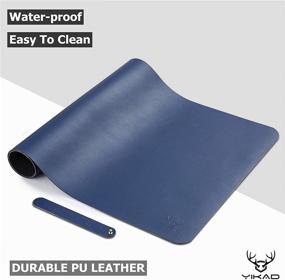 img 2 attached to 🔵 Yikda Dual-Sided Waterproof PU Leather Mouse Pad Desk Mat - Blue/Blue (23.6"x13.7")