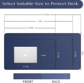 img 3 attached to 🔵 Yikda Dual-Sided Waterproof PU Leather Mouse Pad Desk Mat - Blue/Blue (23.6"x13.7")