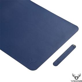 img 1 attached to 🔵 Yikda Dual-Sided Waterproof PU Leather Mouse Pad Desk Mat - Blue/Blue (23.6"x13.7")