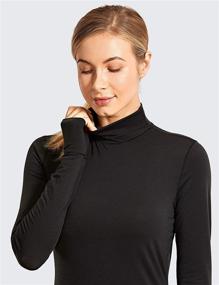 img 1 attached to 🧥 CRZ YOGA Women's Lightweight Turtleneck with Thumbholes: Optimized Clothing for Enhanced Searchability