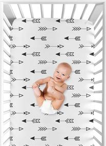 img 1 attached to 🦊 Black and White Fox Collection Arrow Print Fitted Crib Sheet for Baby/Toddler Bedding Set