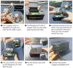 img 3 attached to GeeekPi Raspberry Pi 4 Металлический корпус с вентилятором и низкопрофильным охладителем ЦП, плюс горизонтальный охладитель ICE Tower для Raspberry Pi 4B (черный)