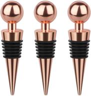 rose gold 3 pcs wine & beverage bottle stoppers - leak proof silicone seal for freshness, reusable corks for gifting, parties, weddings & bars логотип