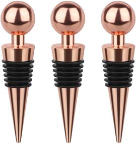 img 4 attached to Rose Gold 3 Pcs Wine & Beverage Bottle Stoppers - Leak Proof Silicone Seal for Freshness, Reusable Corks for Gifting, Parties, Weddings & Bars