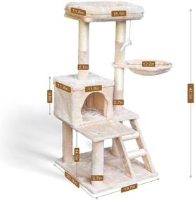 img 1 attached to 🐱 67i Multi-Level Cat Tree Condo Tower with Scratching Posts & Hammock - 43 Inches Tall - Activity Play House Furniture for Indoor Cats and Kittens