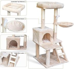 img 2 attached to 🐱 67i Multi-Level Cat Tree Condo Tower with Scratching Posts & Hammock - 43 Inches Tall - Activity Play House Furniture for Indoor Cats and Kittens