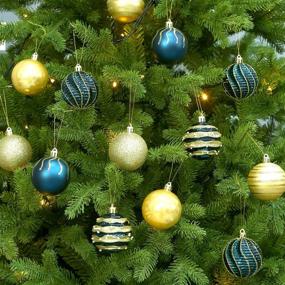 img 2 attached to 🎄 Sattiyrch Christmas Ball Ornaments 30ct: Blue and Golden Shatterproof 2.36" Xmas Decorative Balls Set - Affordable & Durable