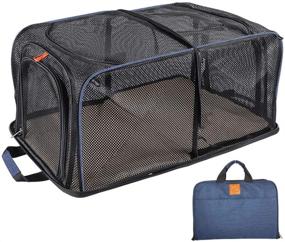 img 4 attached to 🐾 SMONT Collapsible Soft-Sided Pet Crate: Ideal for Medium Cats, Small Dogs, Rabbits, Pet Car Travel Carrier, Indoor & Outdoor Pet House