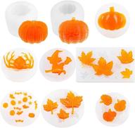 🎃 juanya 9-pack halloween thanksgiving pumpkin resin molds - includes 3d pumpkin, maple leaf, mixed halloween bat ghost, witch epoxy casting mold for diy craft making, decoration supplies logo