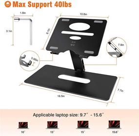 img 3 attached to 📚 Adjustable Laptop Stand with Large Base - Aluminum Ergonomic Portable Laptop Riser Holder for Legs & Desk - Compatible with MacBook Air Pro, Dell, Lenovo, and More 9.7-15.6" Notebooks