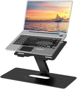 img 4 attached to 📚 Adjustable Laptop Stand with Large Base - Aluminum Ergonomic Portable Laptop Riser Holder for Legs & Desk - Compatible with MacBook Air Pro, Dell, Lenovo, and More 9.7-15.6" Notebooks