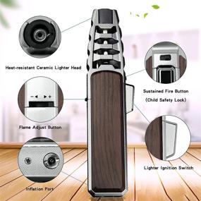 img 3 attached to DOUBFIVSY Jet Torch Butane Lighter: Windproof, Adjustable Flame Lighter for Cigar Grill BBQ Candle Camping Cooker - Brown (Gift Box Included)