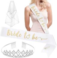 💍 xo, fetti bachelorette party bride to be decorations kit - bridal shower decorations set, bride sash, rhinestone tiara, veil + bride tribe tattoos logo