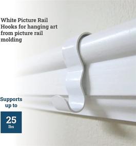 img 2 attached to Efficient White Picture Rail Hangers - 12 Pack - Handy Picture Rail Hooks for Hanging - White Molding Hooks