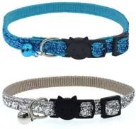 🐱 stylish and safe: adjustable breakaway bling cat collar with bells логотип