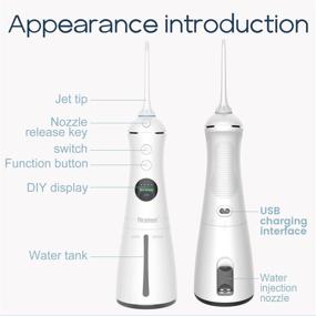 img 2 attached to 💦 Nicefeel Portable Water Flosser - Cordless Rechargeable Dental Cleaner Irrigator, featuring Gravity Ball, LCD Display, 300ml Tank, 6 Modes, 4 Jet Tips, IPX7 Water Proof - Ideal for Travel, Home Use, and Braces