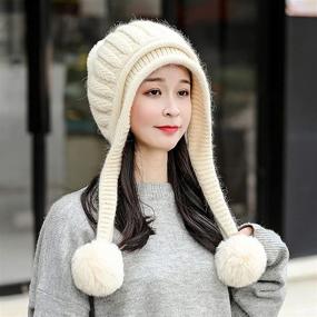 img 3 attached to 🧣 Warm Women's Winter Beanie Hat with Fleece Lining, Ski Cap, and Ear Flaps - Peruvian Style, Dual Layered with Pompoms