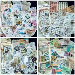 img 3 attached to 📬 Washi Sticker Set - Vintage Stationery Sticker Pack (240 Pieces), Postmark Stamp Newspaper Flower Letter DIY Decorative Labels for Scrapbooking Album Art Projects, Cards, Planners, Journals, Crafts