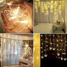 img 3 attached to Butterfly Curtain Lights 60 LED 2.5M/8.2FT USB Powered 8 Modes Remote Window Curtain Lights – Warm White for Bedroom Christmas Party Decoration