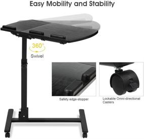 img 1 attached to 📚 LANGRIA Laptop Rolling Cart Table: Height Adjustable Mobile Laptop Stand Desk - A Versatile Workstation for Ultimate Mobility and Comfort