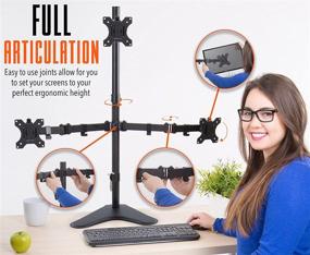 img 1 attached to 🖥️ Freestanding 3 Monitor Mount Desk Stand by Stand Steady - Height Adjustable Triple Monitor Stand with Full Articulation VESA Mounts - Fits Most LCD/LED Monitors 13-32 Inches (3 Arm Freestanding)