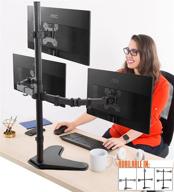 🖥️ freestanding 3 monitor mount desk stand by stand steady - height adjustable triple monitor stand with full articulation vesa mounts - fits most lcd/led monitors 13-32 inches (3 arm freestanding) logo