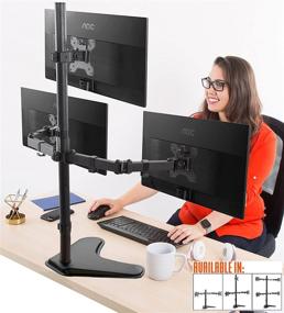 img 4 attached to 🖥️ Freestanding 3 Monitor Mount Desk Stand by Stand Steady - Height Adjustable Triple Monitor Stand with Full Articulation VESA Mounts - Fits Most LCD/LED Monitors 13-32 Inches (3 Arm Freestanding)