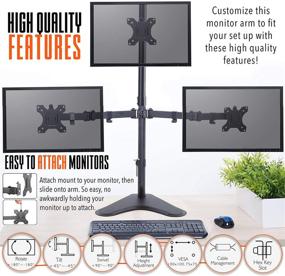 img 2 attached to 🖥️ Freestanding 3 Monitor Mount Desk Stand by Stand Steady - Height Adjustable Triple Monitor Stand with Full Articulation VESA Mounts - Fits Most LCD/LED Monitors 13-32 Inches (3 Arm Freestanding)