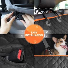 img 2 attached to 🐾 Waterproof Dog Car Seat Cover for Back Seat, Scratchproof Pet Hammock with Side Flaps and 4 Storage Bags - Washable Nonslip Backseat Protection for Cars, Trucks, and SUVs