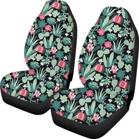 img 3 attached to 🌵 Tropical Style Cactus Print Car Seat Covers - Refresh Your Ride with BIGCARJOB's Breathable Saddle Blanket Covers (Pack of 2, Green)