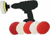 non-scratch spin-scrub drill brush scrub pad attachment set - ultimate spin scrubber for tiles, sinks, water spots, fiberglass tubs, vinyl floors - bathroom scrubber drill attachment (6-pack) logo