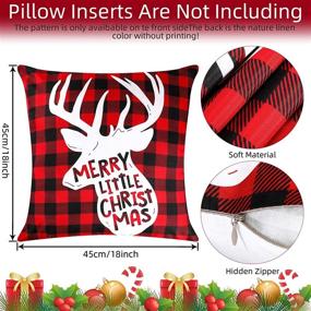 img 3 attached to 🎄 Christmas Pillow Cover Set: 6-Piece Merry Christmas Throw Cushion Covers in Black and Red Buffalo Plaid- 18x18 Inch Rustic Linen Pillow Cases for Festive Decor